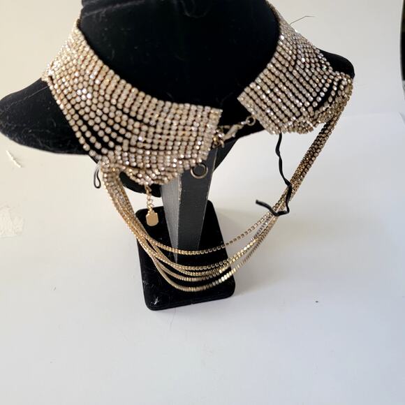 Sparkling Vintage Rhinestone Choker Necklace Multi-Strand Statement Evening Wear - Picture 5 of 10